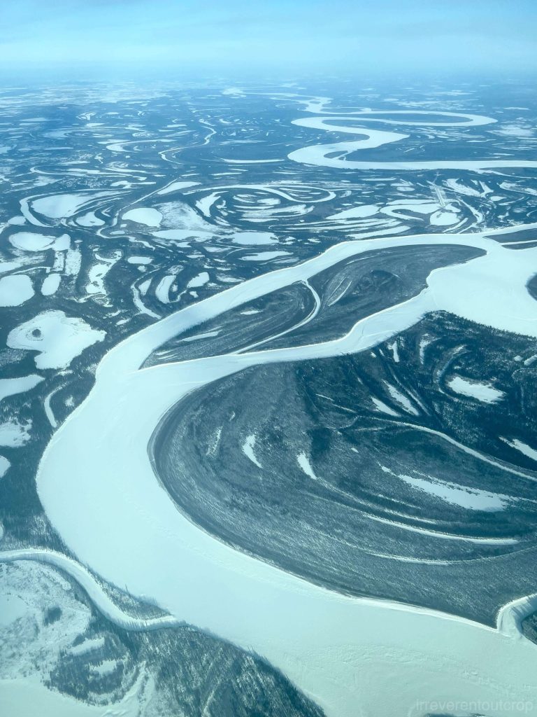 The meandering Yukon River and oxbow lakes in Alaska